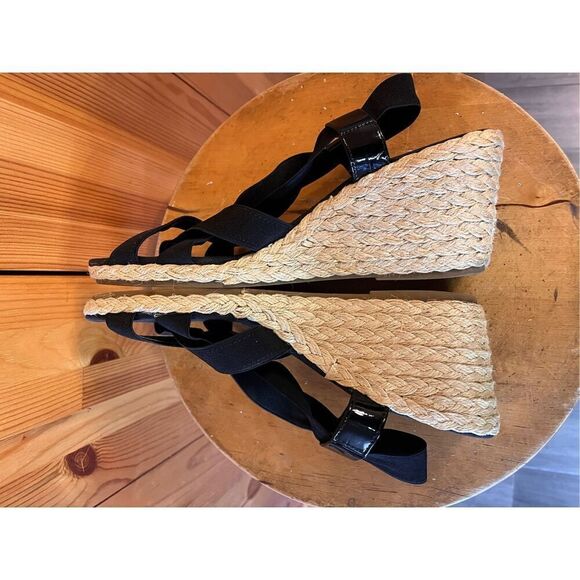 CHAPS BLACK WEDGE SANDALS SHOES SIZE 9 - Picture 5 of 6